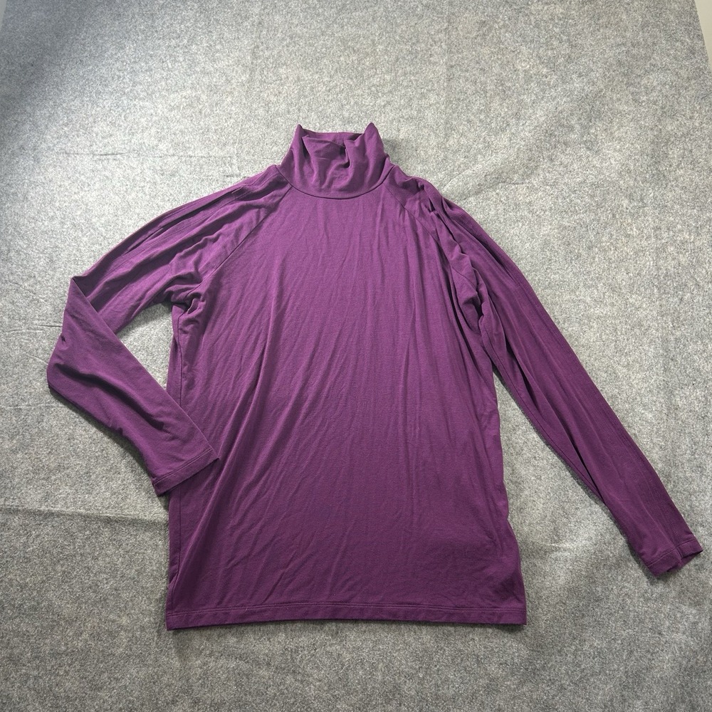 Athleta Shirt Women's M Cold Shoulder Turtle Neck Longsleeve Tencel Lightweight